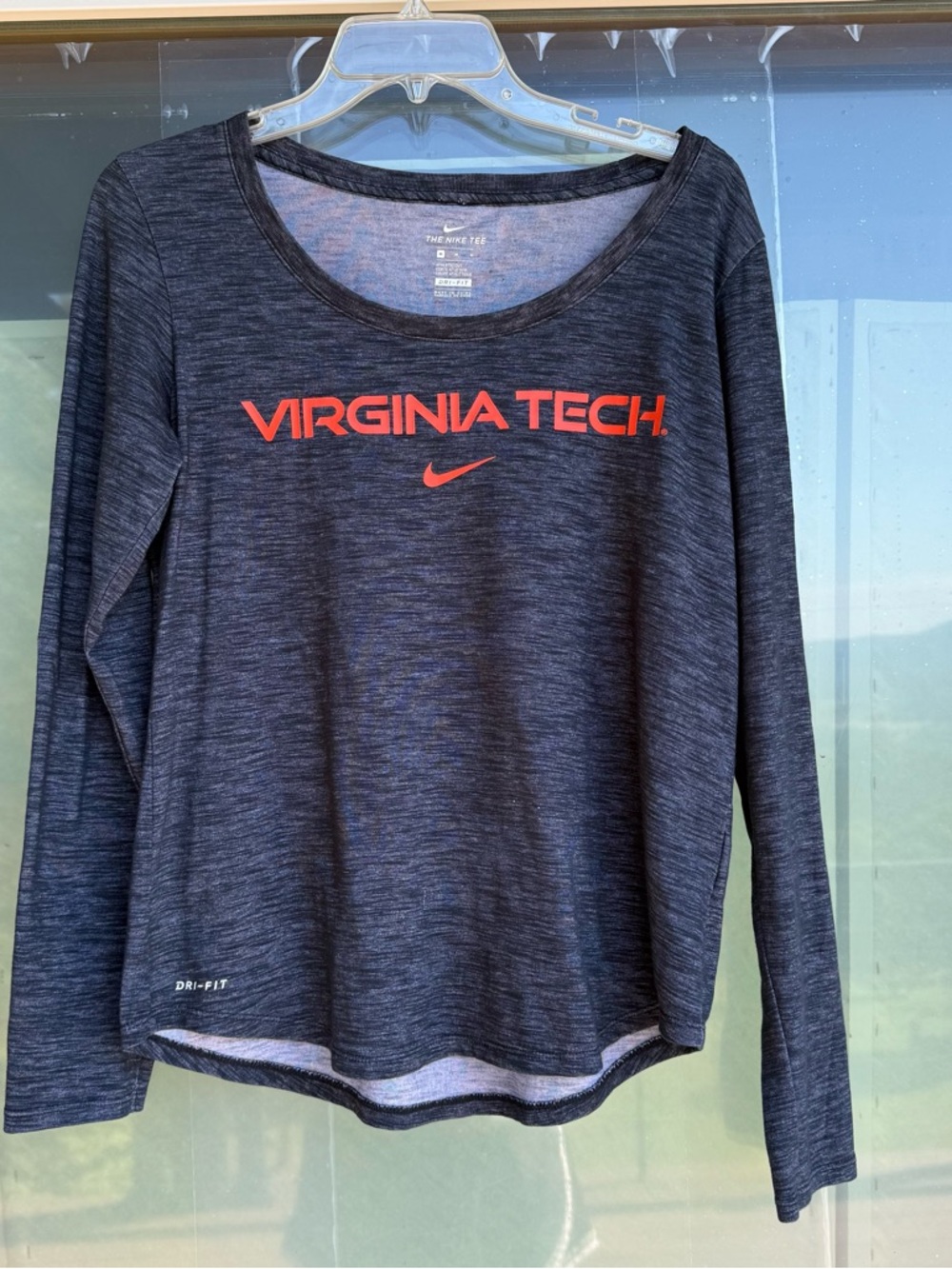 NWOT M Virginia Tech Hokies Nike dri-fit long sleeve shirt gray orange